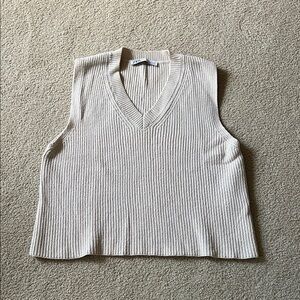 Zara Cream Ribbed Sleeveless Sweater